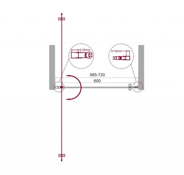 Душевая дверь в нишу BelBagno Etna 70 см с прозрачным стеклом ETNA-B-1-70-C-Cr-90 (детальная фотография), современные, hi-tech
