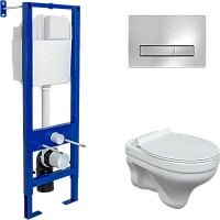 Унитаз с инсталляцией BERGES кнопка глянцевый хром