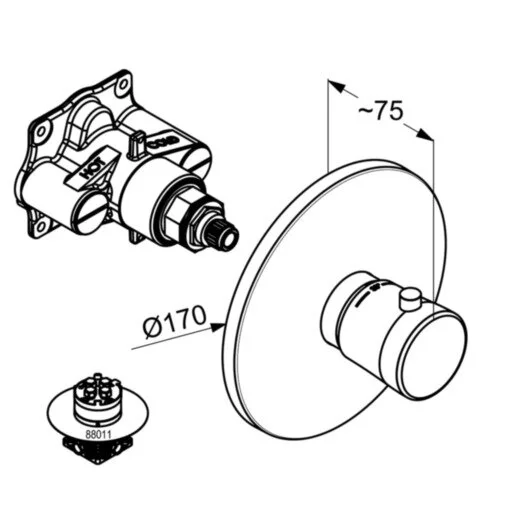 Смеситель для душа Kludi Balance 52729 с термостатом (детальная фотография), для душа