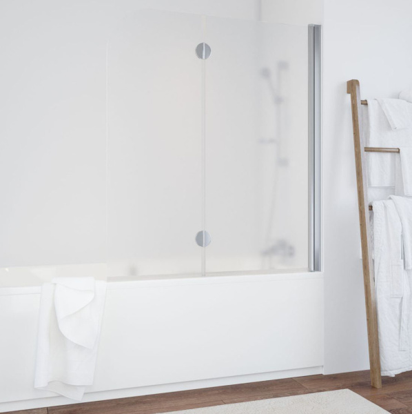 Душевая шторка на ванную профиль глянцевый хром стекло сатин Vegas-glass E2V 120 08 10 R (детальная фотография)