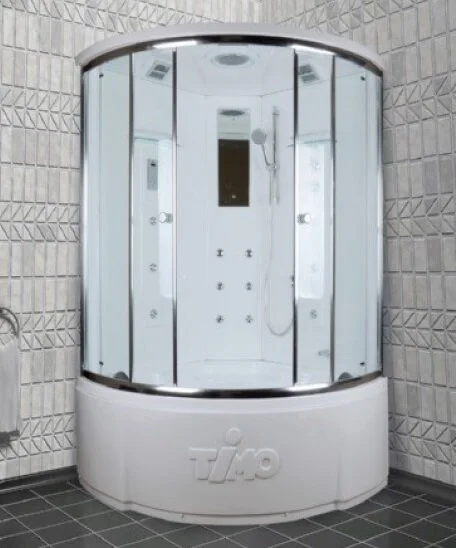 Душевой бокс Timo Lux 120x120 см стекло прозрачное T-7725 (детальная фотография), полукруглые, четверть круга