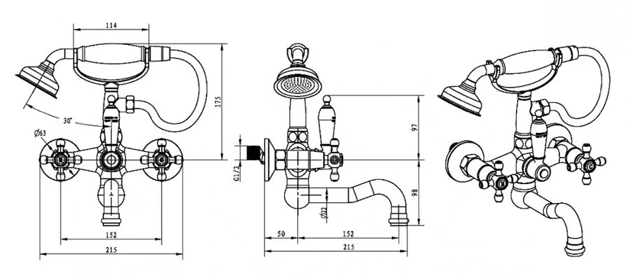 Смеситель для ванны Boheme Crystal золото 293-CRST (детальная фотография), для ванны