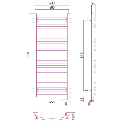 Полотенцесушитель электрический Сунержа Аркус 2.0 40x100 см правый 12-5605-1040 (детальная фотография), современные, hi-tech