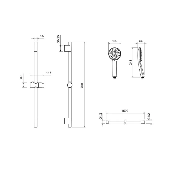 Душевой комплект Акватек Ника хром AQ1831CR (детальная фотография), современные, hi-tech