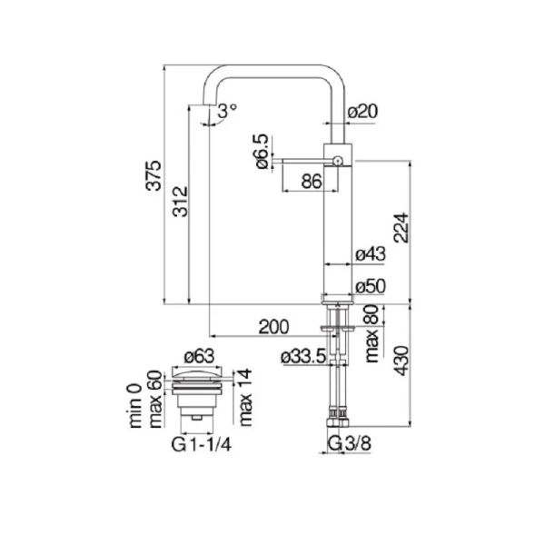 Смеситель для раковины Nobili Velis хром VE125158/2CR (детальная фотография), для раковины