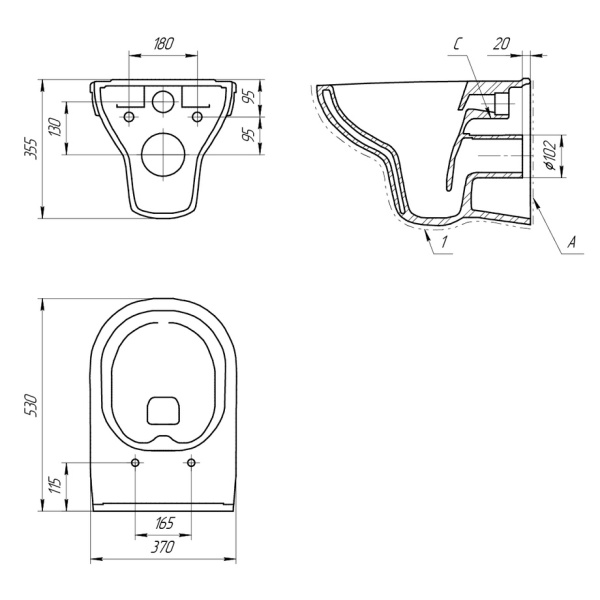 Унитаз подвесной Cersanit City безободковый S-MZ-CITY-COn-S-DL-w (детальная фотография), недорогие, безободковые, сиденье с микролифтом , с антивсплеском