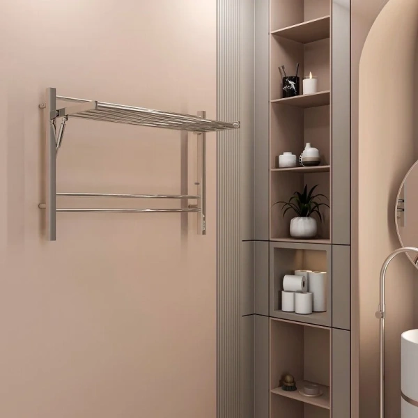 Полотенцесушитель электрический Terminus Горизонт П8 800х600 с полкой 4670078543530 (детальная фотография), хром