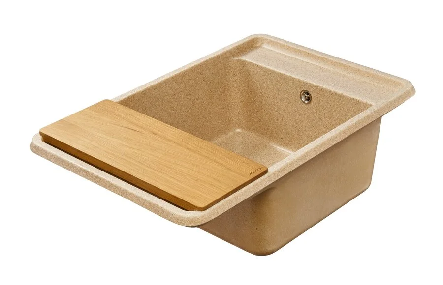 Мойка для кухни Акватон Беллис 78 см песочный 1A725032BS220 (детальная фотография), с одной основной чашей