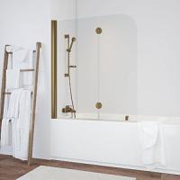 Душевая шторка на ванную профиль бронза стекло прозрачное Vegas-glass