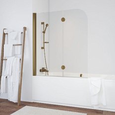 Душевая шторка на ванную профиль бронза стекло прозрачное Vegas-glass