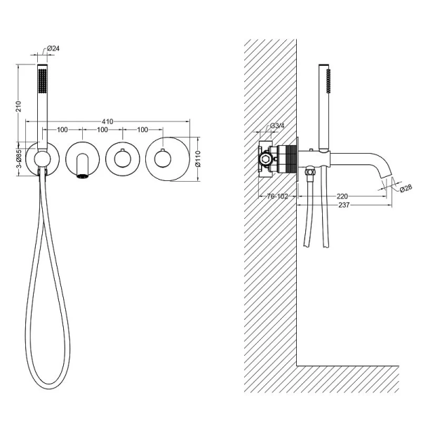 Смеситель для ванны Timo Saona белый матовый 2324/16YSM (детальная фотография), для ванны