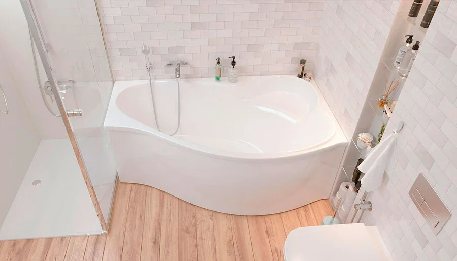 Ванна акриловая 1MarKa Gracia, 150 x 94 см, асимметричная, цвет белый, левая/правая 01гр1590л (детальная фотография), угловые, приставные, встраиваемые