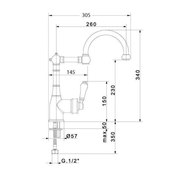 Смеситель для кухни Migliore Ermitage 18 излив пантограф (детальная фотография), для кухни
