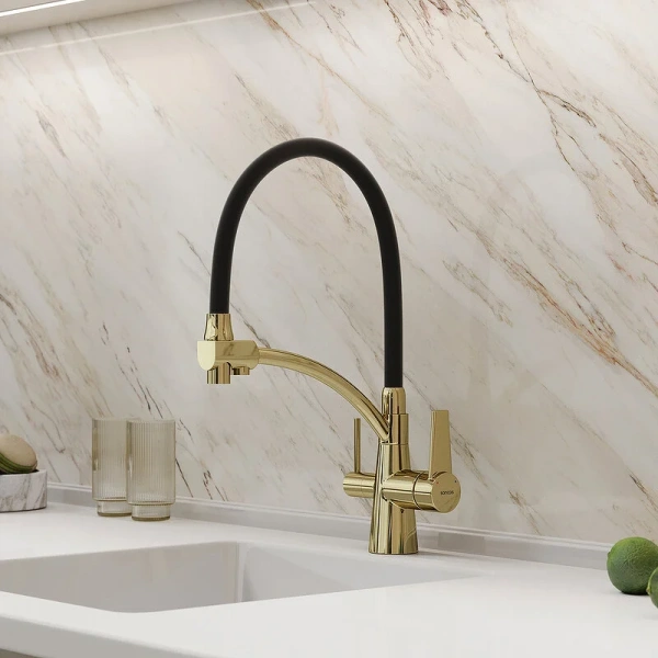 Смеситель для кухни Sancos Eri золото SC4001ZG (детальная фотография), современные, hi-tech