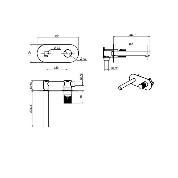 Смеситель для раковины Boheme Stick графит матовый 125-GM.3 (детальная фотография), для раковины
