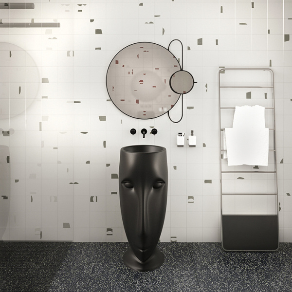 Раковина свободностоящая, черная матовая, Kerasan Artwork Moloco 4741K31*0 (детальная фотография), напольные, свободностоящие