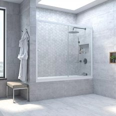 Душевая шторка на ванную стекло прозрачное Vegas-glass ZV 160 01