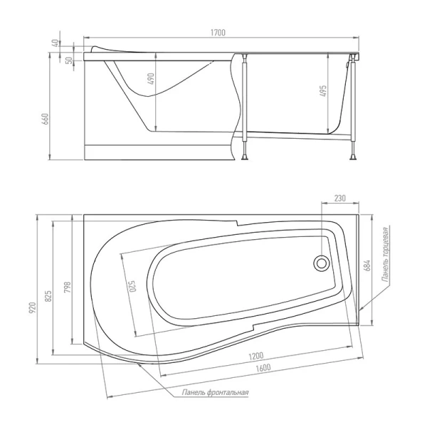 Ванна акриловая Timo Vino 170x90 см левосторонняя VINO1792L (детальная фотография), 170 см