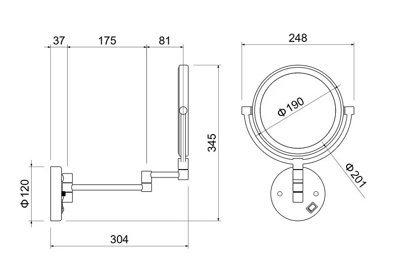 Зеркало с подсветкой Акватек золото шлифованное AQ4912BG (детальная фотография), нет в наличии