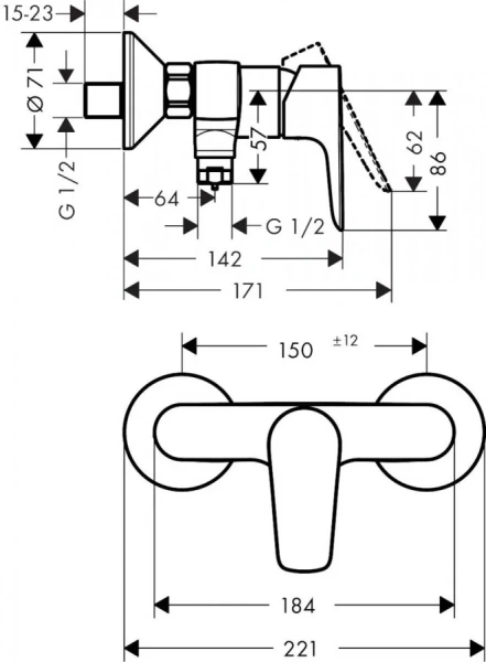 Смеситель для душа Hansgrohe Talis E шлифованная бронза 71760140 (детальная фотография), для душа