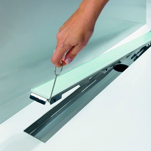 Стеклянная панель Tece TECEdrainline 6012 120 см прямая (детальная фотография), решетка