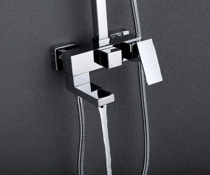 Душевая стойка ABBER Daheim AF8216 с изливом (детальная фотография), с тропическим душем