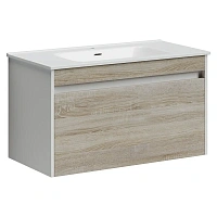 Тумба под раковину подвесная Sancos Smart 90 см дуб бардолино/белая
