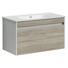 Тумба под раковину подвесная Sancos Smart 90 см дуб бардолино/белая