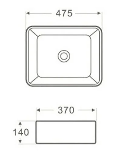 Раковина Azario 47.5 см накладная AZ-2074 (детальная фотография), современные, hi-tech