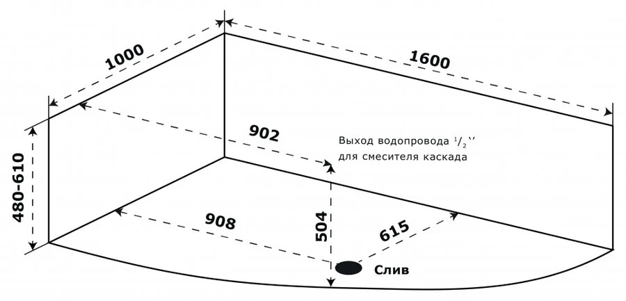 Ванна акриловая Azario Микона 160 x 100 см, белая, левая/правая МИВ0001 (детальная фотография), акриловые