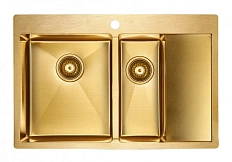 Мойка для кухни Paulmark Liga 78 см брашированное золото, левостороняя