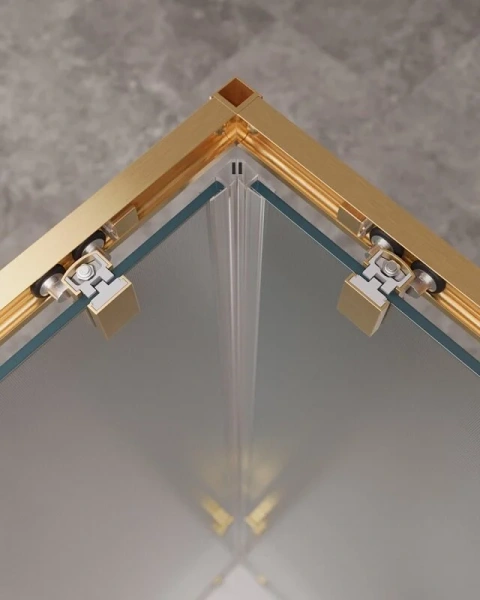 Душевой уголок Cezares Molveno 110х110 стекло рифленое профиль золото MOLVENO-A-22-90+20-P-BORO (детальная фотография), раздвижные