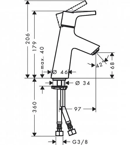 Смеситель для раковины Hansgrohe Talis S хром 72012000 (детальная фотография), для раковины