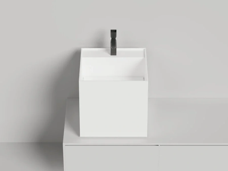 Раковина Salini Armonia Square Top 03 белая матовая 130523TM (детальная фотография), в форме чаши, квадратная