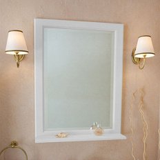 Зеркало для ванной с полкой, цвет белый матовый, La Beaute Michel