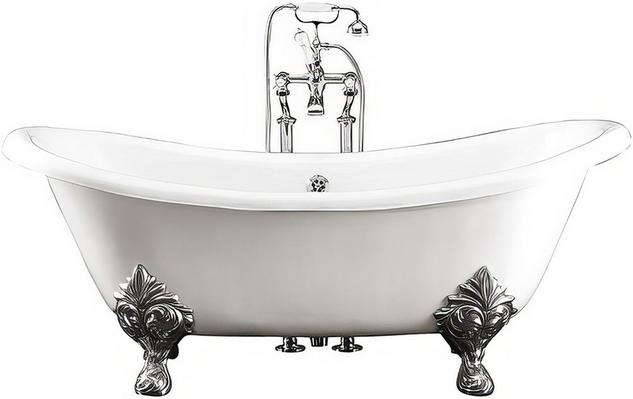 Ванна чугунная без отверстий под смеситель, ножки Flora, Devon&Devon Cherie (детальная фотография), глубокие