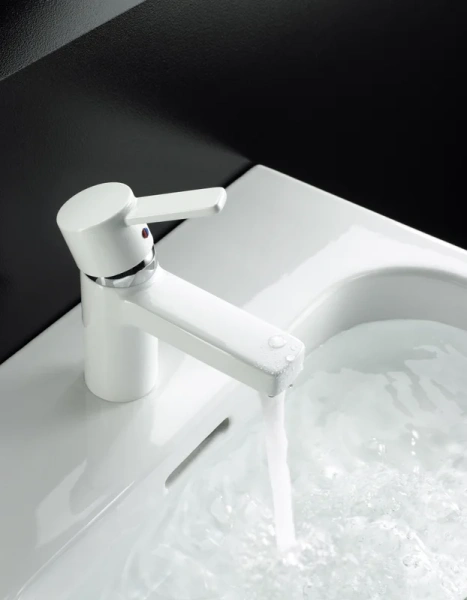 Смеситель для раковины Kludi Zenta белый 382519175 (детальная фотография), современные, hi-tech