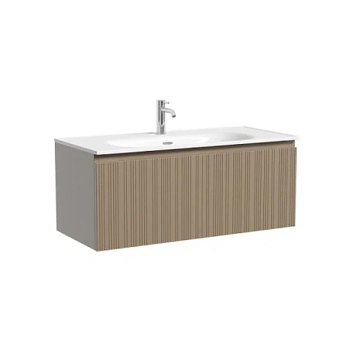 Тумба под раковину подвесная Sancos Code 100 см серо-бежевая - фото 8