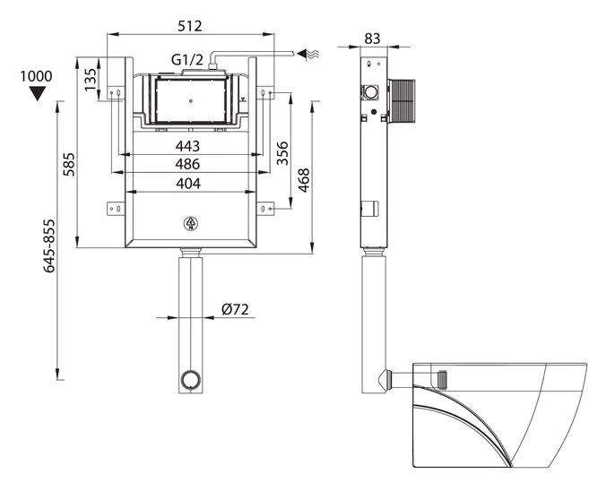 Бачок для унитаза IDDIS Profix скрытого монтажа PRO000Ci32 (детальная фотография), в наличии