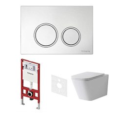 Унитаз с инсталляцией Tece TECEspring панель смыва хром