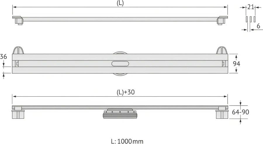 Душевой лоток BERGES Super Slim 100 см хром 091055 (детальная фотография), хром index_1