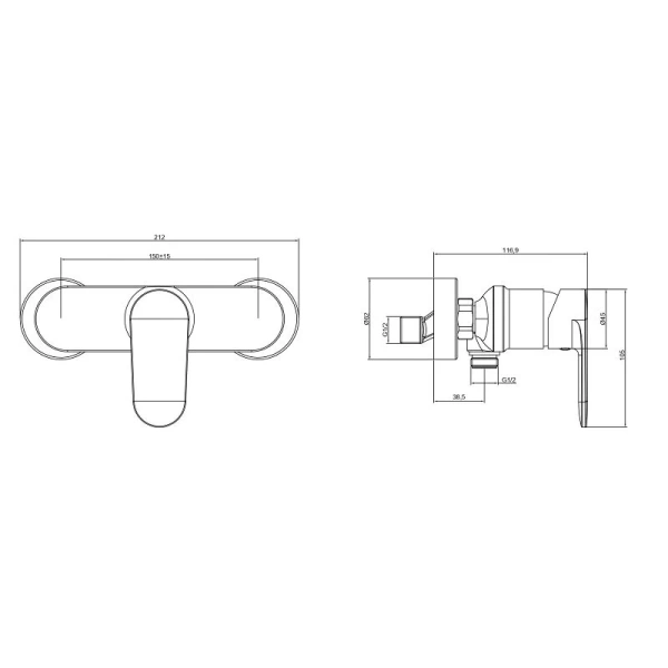 Смеситель для душа Акватек Ника оружейная сталь AQ1860BGM (детальная фотография), для душа
