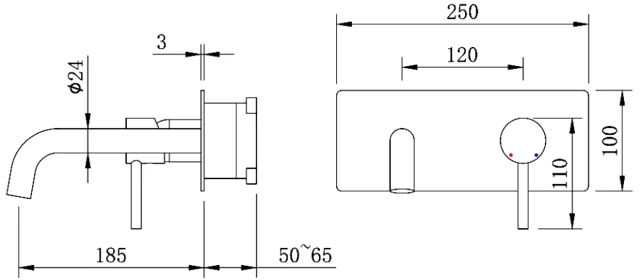 Смеситель для раковины Berges Ventas R оружейная сталь 076015 (детальная фотография), из латуни, из нержавеющей стали, прямоугольная форма