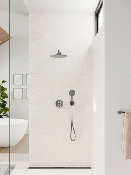 Верхний душ Hansgrohe Croma шлифованный черный хром 26220340 (детальная фотография), современные, hi-tech