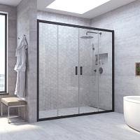 Душевая дверь профиль черный матовый стекло прозрачное Vegas-glass