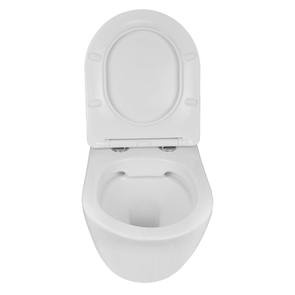 Унитаз подвесной Azario Gloria белый безободковый AZ-2003 (детальная фотография), безободковые, сиденье с микролифтом , с антивсплеском