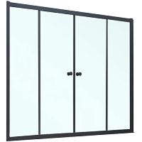 Душевая шторка на ванную профиль черный матовый стекло прозрачное Vegas-glass