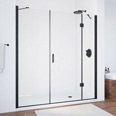 Душевая дверь профиль черный матовый стекло прозрачное Vegas-glass
