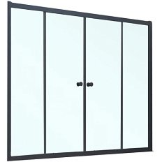 Душевая шторка на ванную профиль черный матовый стекло прозрачное Vegas-glass