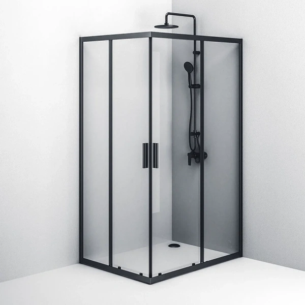Душевой уголок Am.Pm Gem S 120x90 см профиль черный матовый, стекло прозрачное W93G-404-120290-BT (детальная фотография), черные